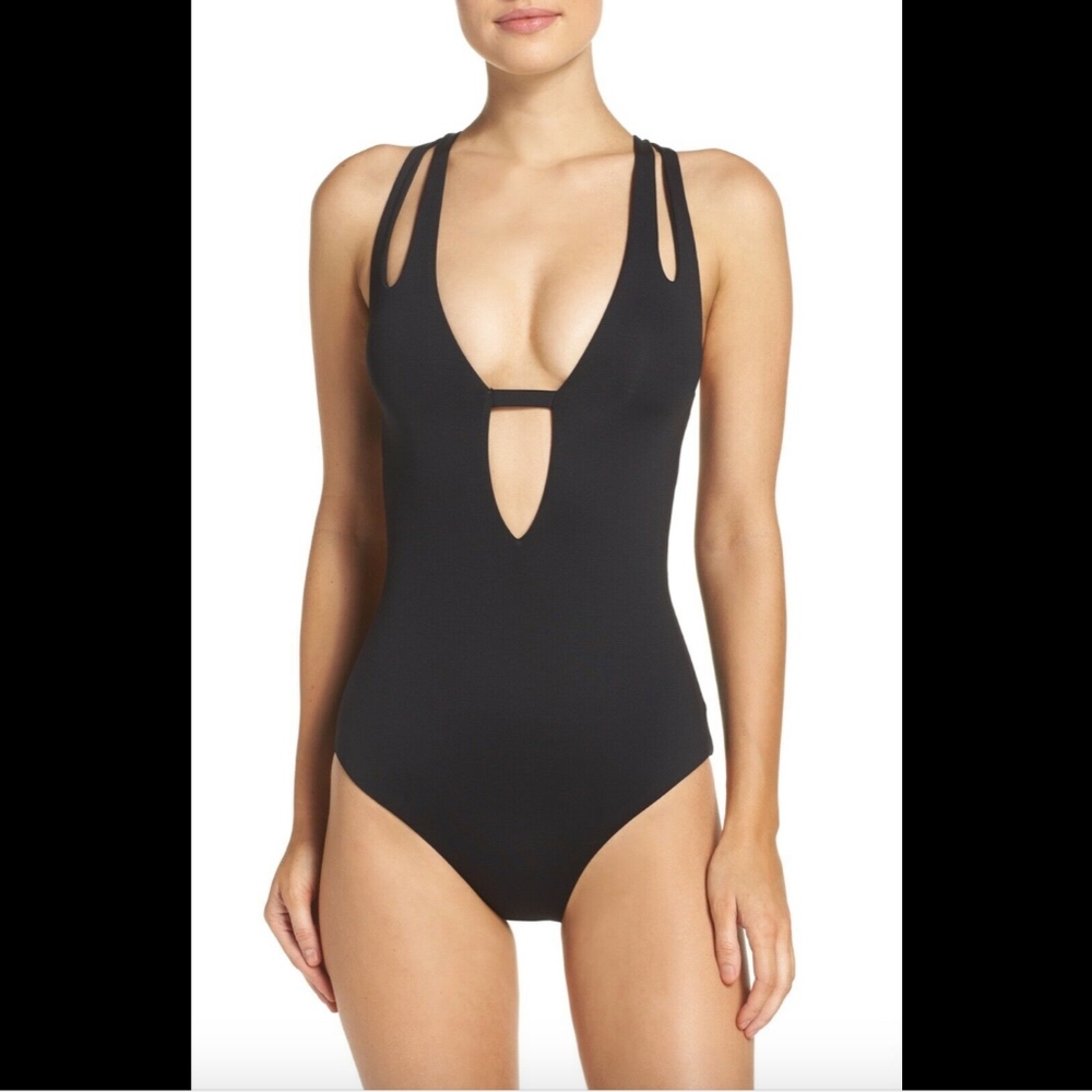 NEW BECCA Split Strap Tie Back One-Piece Swimsuit